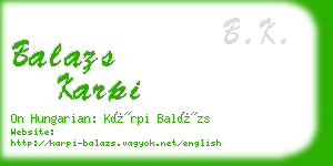 balazs karpi business card